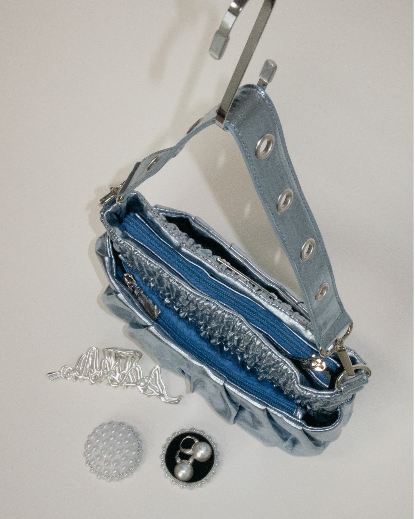 THE BOXER BAG MINI metal blue
