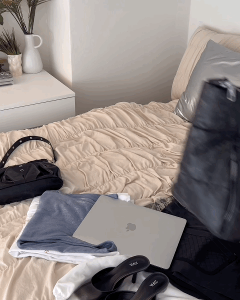 MY EYELET TRAVEL BAG ash black
