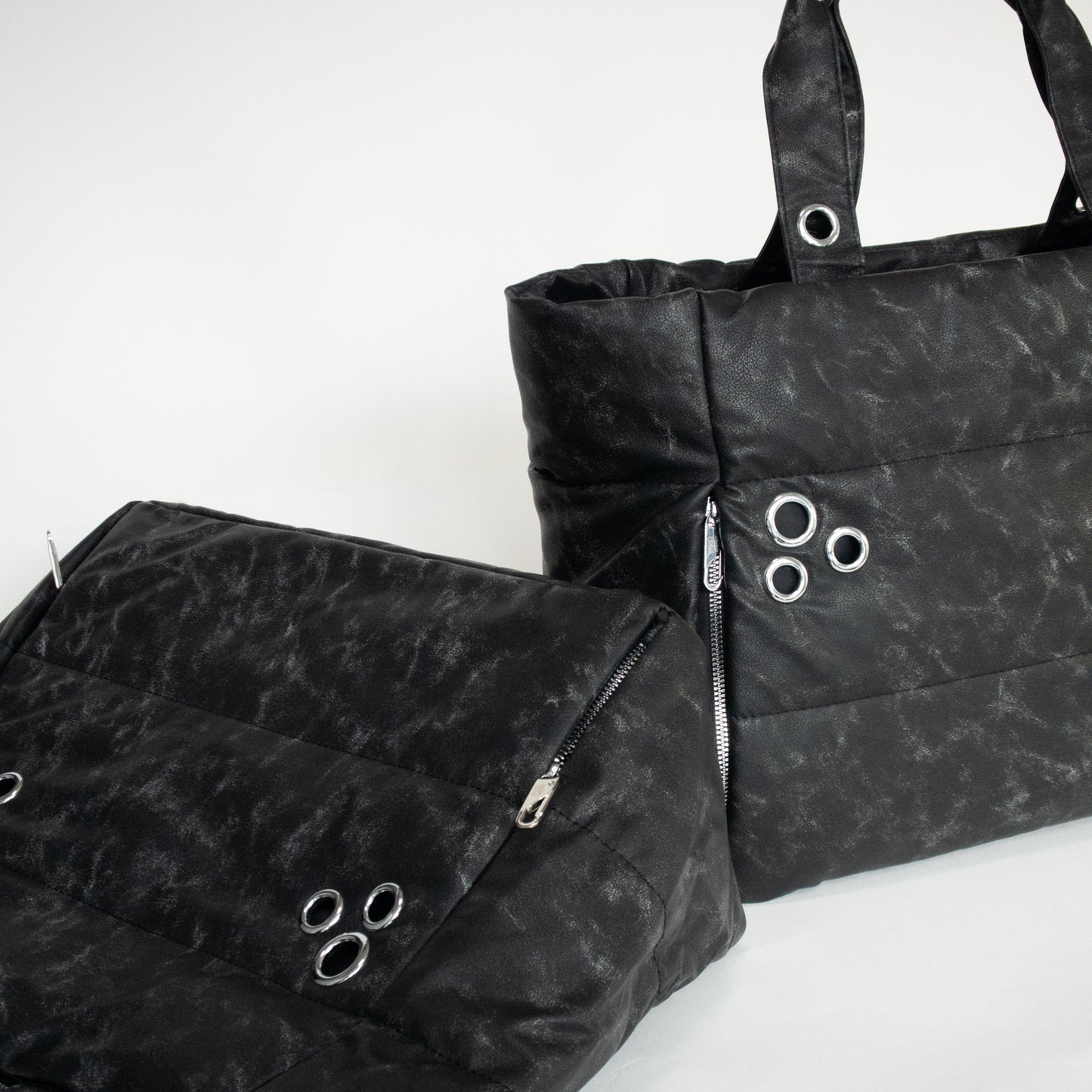 MY EYELET TRAVEL BAG ash black