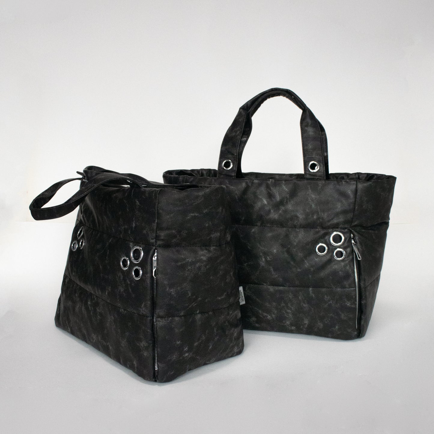 MY EYELET TRAVEL BAG ash black