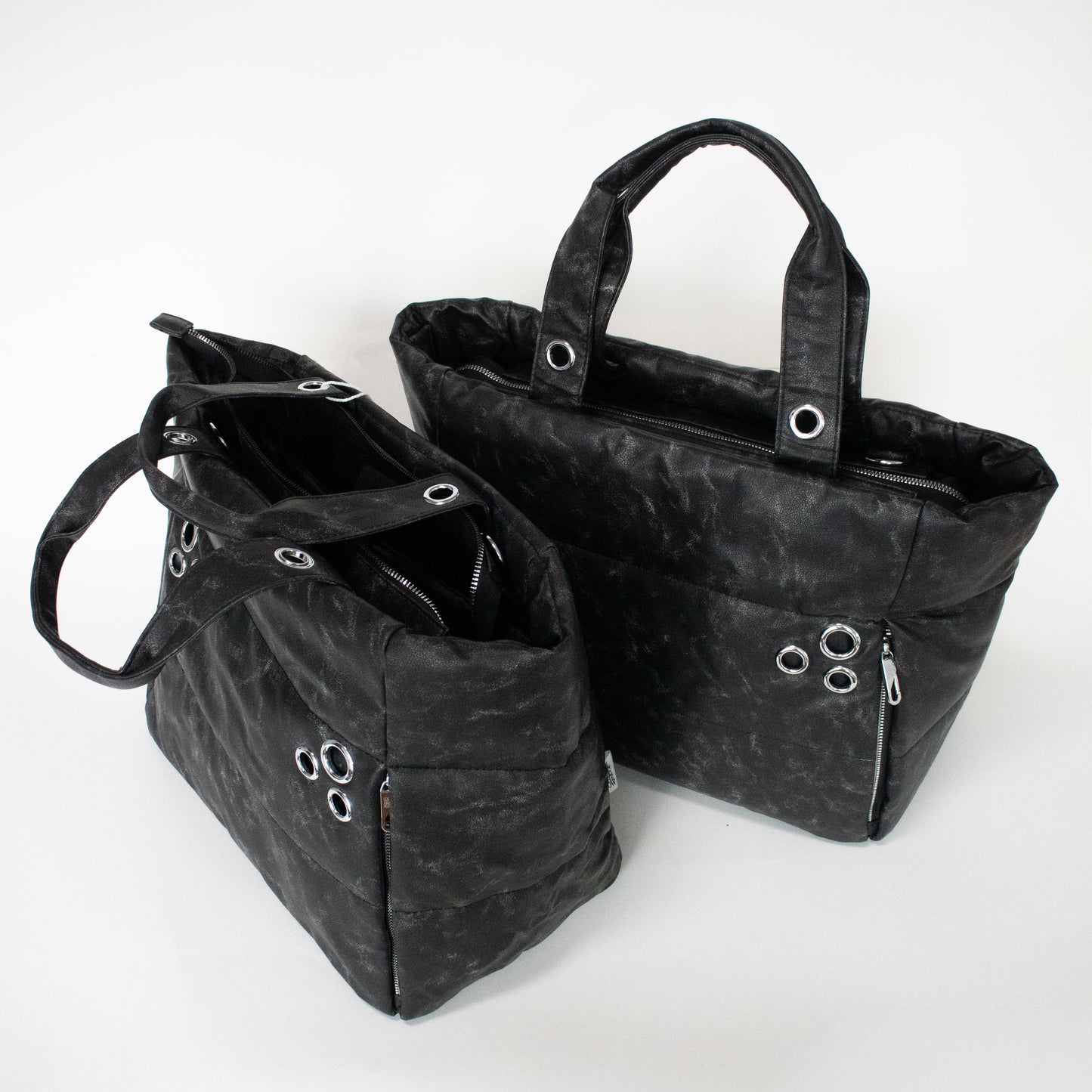 MY EYELET TRAVEL BAG ash black